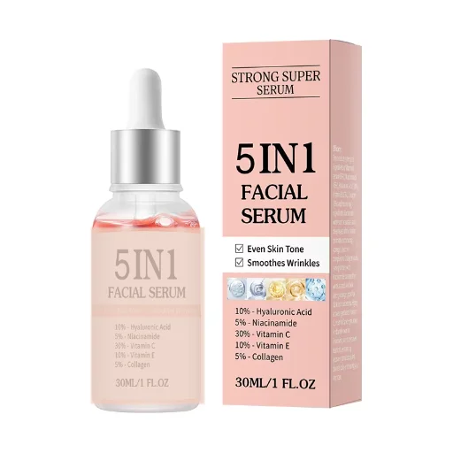 Сыворотка Для Лица Private Label 5in1 С 30% Витамином С,10% Гиалуроновой Кислотой,5% Ниацинамидом И Коллагеном Для Осветления И Борьбы С Морщинами