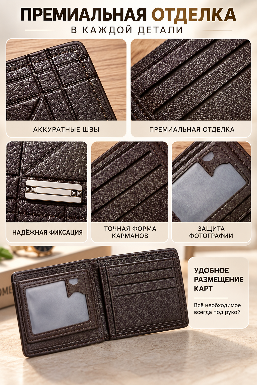 Мужской кошелёк на молнии